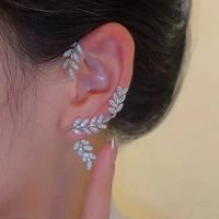 Women's Fashion Geometric Leaves Alloy Rhinestones Earrings Rhinestone Plating Metal Clip&cuff Earrings main image 3