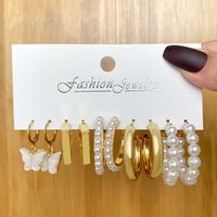 Unisex Fashion Geometric Butterfly Alloy Artificial Pearls Earrings Drop Earrings sku image 12