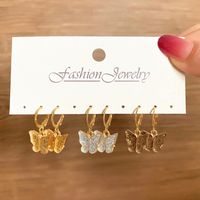 Unisex Fashion Geometric Butterfly Alloy Artificial Pearls Earrings Drop Earrings sku image 4