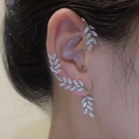 Women's Fashion Geometric Leaves Alloy Rhinestones Earrings Rhinestone Plating Metal Clip&cuff Earrings main image 4