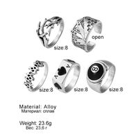 Punk Hip Hop Ring 5-piece Set Europe And America Cross Border Fashion New Table Tennis Index Finger Ring Set Hzs2119 main image 5