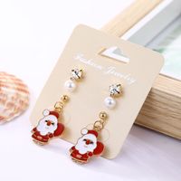 Unisex Fashion Christmas Tree Santa Claus Snowman Alloy Artificial Gemstones Earrings Drop Earrings sku image 1