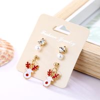 Unisex Fashion Christmas Tree Santa Claus Snowman Alloy Artificial Gemstones Earrings Drop Earrings sku image 4