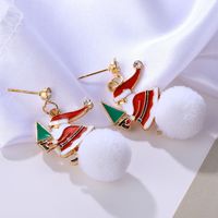 Unisex Fashion Christmas Tree Santa Claus Snowman Alloy Artificial Gemstones Earrings Drop Earrings sku image 11