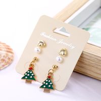 Unisex Fashion Christmas Tree Santa Claus Snowman Alloy Artificial Gemstones Earrings Drop Earrings sku image 2
