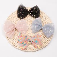 Kid's Sweet Polka Dots Bow Knot Synthetic Yarn Cloth Lace Hair Clip main image 4