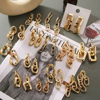 Metall Ketten Ohrringe, Europäische Und Amerikanische Neue Unregelmäßige Grenz Überschreitende Neue Ohrringe, Einfache Und Personal Isierte Metall Ohrringe, Vielseitig main image 1