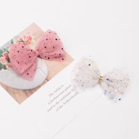 Kid's Sweet Polka Dots Bow Knot Synthetic Yarn Cloth Lace Hair Clip main image 2