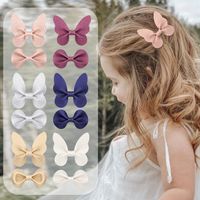 Kid's Sweet Solid Color Bow Knot Cloth Hair Clip main image 6