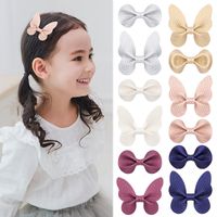 Kid's Sweet Solid Color Bow Knot Cloth Hair Clip main image 5
