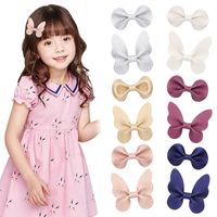 Kid's Sweet Solid Color Bow Knot Cloth Hair Clip main image 3