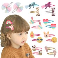 Kid's Sweet Ice Cream Heart Shape Cloth Hair Clip main image 1