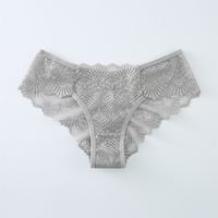 Solid Color Polyester Lace Low Waist Briefs See-through main image 4