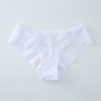 Solid Color Polyester Lace Low Waist Briefs See-through main image 5