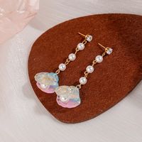 Women's Sweet Shell Arylic Imitation Pearl Alloy Earrings Tassel Drop Earrings main image 5