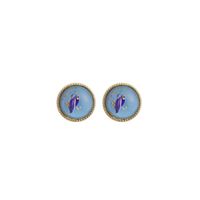 Women's Retro Fashion Animal Round Alloy Artificial Rhinestones Ear Studs Plating Stud Earrings sku image 1