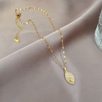 Women's Luxurious Leaf Titanium Steel Zircon Necklace Diamond Stainless Steel Necklaces main image 5