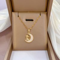 Women's Luxurious Moon Titanium Steel Zircon Necklace Inlay Stainless Steel Necklaces main image 1