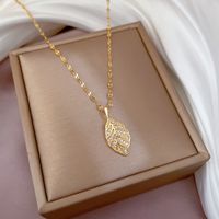 Women's Luxurious Leaf Titanium Steel Zircon Necklace Diamond Stainless Steel Necklaces main image 2