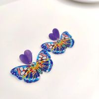 Women's Cartoon Style Cute Insect Heart Arylic Earrings Butterfly Drop Earrings sku image 3