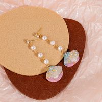 Women's Sweet Shell Arylic Imitation Pearl Alloy Earrings Tassel Drop Earrings main image 2