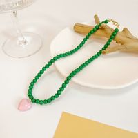 Frau Mode Herz Einfarbig Imitationsperle Legierung Halskette Überzug Halsketten sku image 5