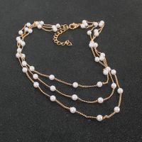 Simple Style Geometric Alloy Plating Pearl Necklace main image 4