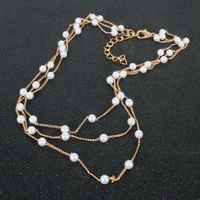 Simple Style Geometric Alloy Plating Pearl Necklace main image 3