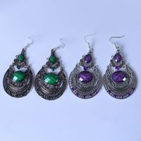 Ethnic Style Water Drop Alloy Plating Inlay Artificial Crystal Earrings main image 7