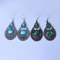 Ethnic Style Water Drop Alloy Plating Inlay Artificial Crystal Earrings main image 8