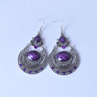 Ethnic Style Water Drop Alloy Plating Inlay Artificial Crystal Earrings main image 2