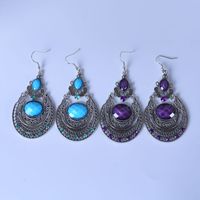 Ethnic Style Water Drop Alloy Plating Inlay Artificial Crystal Earrings main image 6
