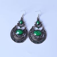 Ethnic Style Water Drop Alloy Plating Inlay Artificial Crystal Earrings main image 3