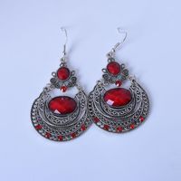 Ethnic Style Water Drop Alloy Plating Inlay Artificial Crystal Earrings main image 1