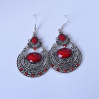 Ethnic Style Water Drop Alloy Plating Inlay Artificial Crystal Earrings main image 10