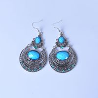 Ethnic Style Water Drop Alloy Plating Inlay Artificial Crystal Earrings main image 5