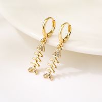 Women's Fashion Pineapple Fish Bone Copper Earrings Inlaid Zircon Zircon Copper Earrings main image 3