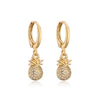 Women's Fashion Pineapple Fish Bone Copper Earrings Inlaid Zircon Zircon Copper Earrings sku image 2