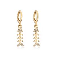 Women's Fashion Pineapple Fish Bone Copper Earrings Inlaid Zircon Zircon Copper Earrings sku image 1