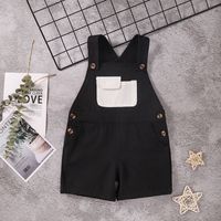 Fashion Color Block Cotton Side Button Dungarees Baby Clothes main image 1