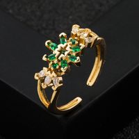 Fashion New Copper Gold-plated Micro Inlaid Zircon Flower-shaped Ring Female sku image 1