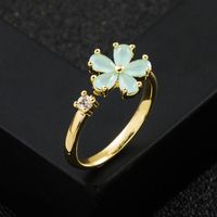 Fashion New Copper Gold-plated Micro Inlaid Zircon Flower-shaped Ring Female sku image 2