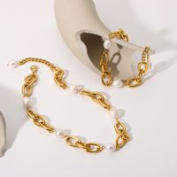 Bracelets De Perles Artificielles Géométriques En Acier Inoxydable De Style Simple Pour Femmes main image 5