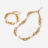 Bracelets De Perles Artificielles Géométriques En Acier Inoxydable De Style Simple Pour Femmes main image 4