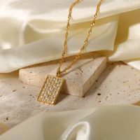 Women's Retro Fashion Square Stainless Steel Zircon Necklace Plating Stainless Steel Necklaces main image 3