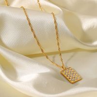 Women's Retro Fashion Square Stainless Steel Zircon Necklace Plating Stainless Steel Necklaces main image 2