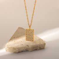 Women's Retro Fashion Square Stainless Steel Zircon Necklace Plating Stainless Steel Necklaces main image 6