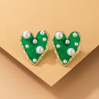 Transparent Size Pearl Heart Shaped Stud Earrings Nhgy156895 sku image 2