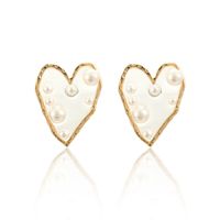 Transparent Size Pearl Heart Shaped Stud Earrings Nhgy156895 sku image 1