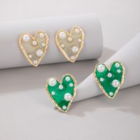 Transparent Size Pearl Heart Shaped Stud Earrings Nhgy156895 sku image 3